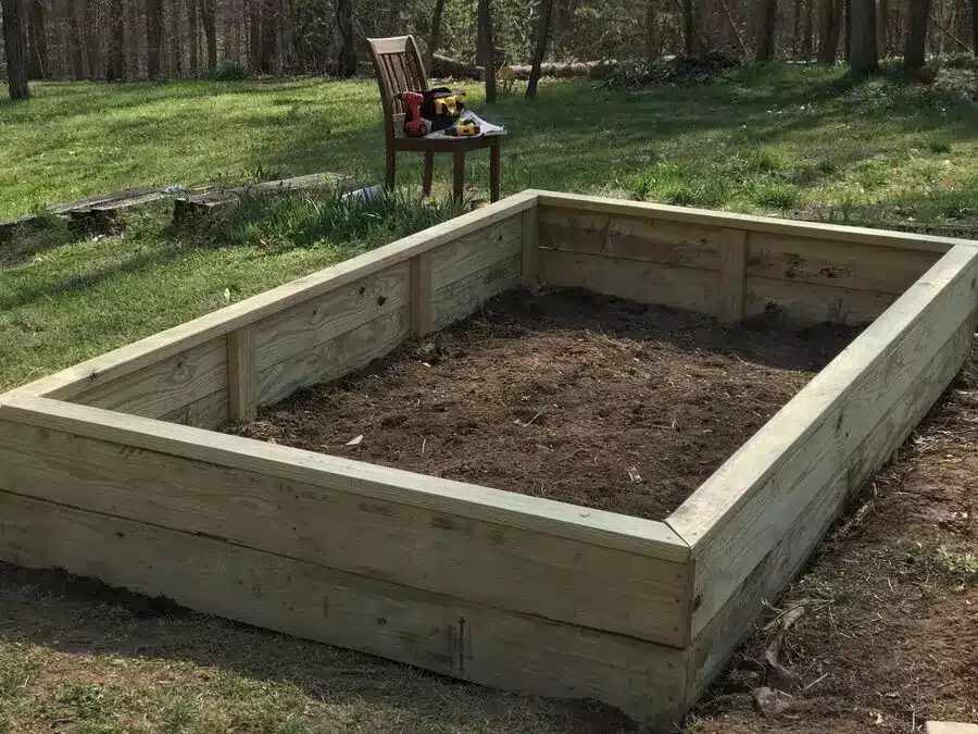 level ground for a raised garden bed