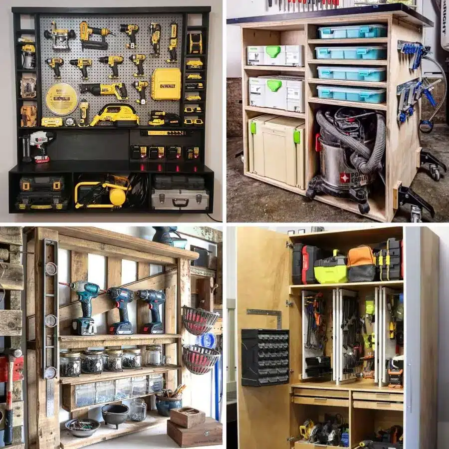 repurposed furniture for tool storage