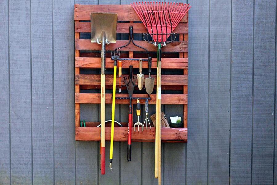 repurposed items for creative storage garden tool